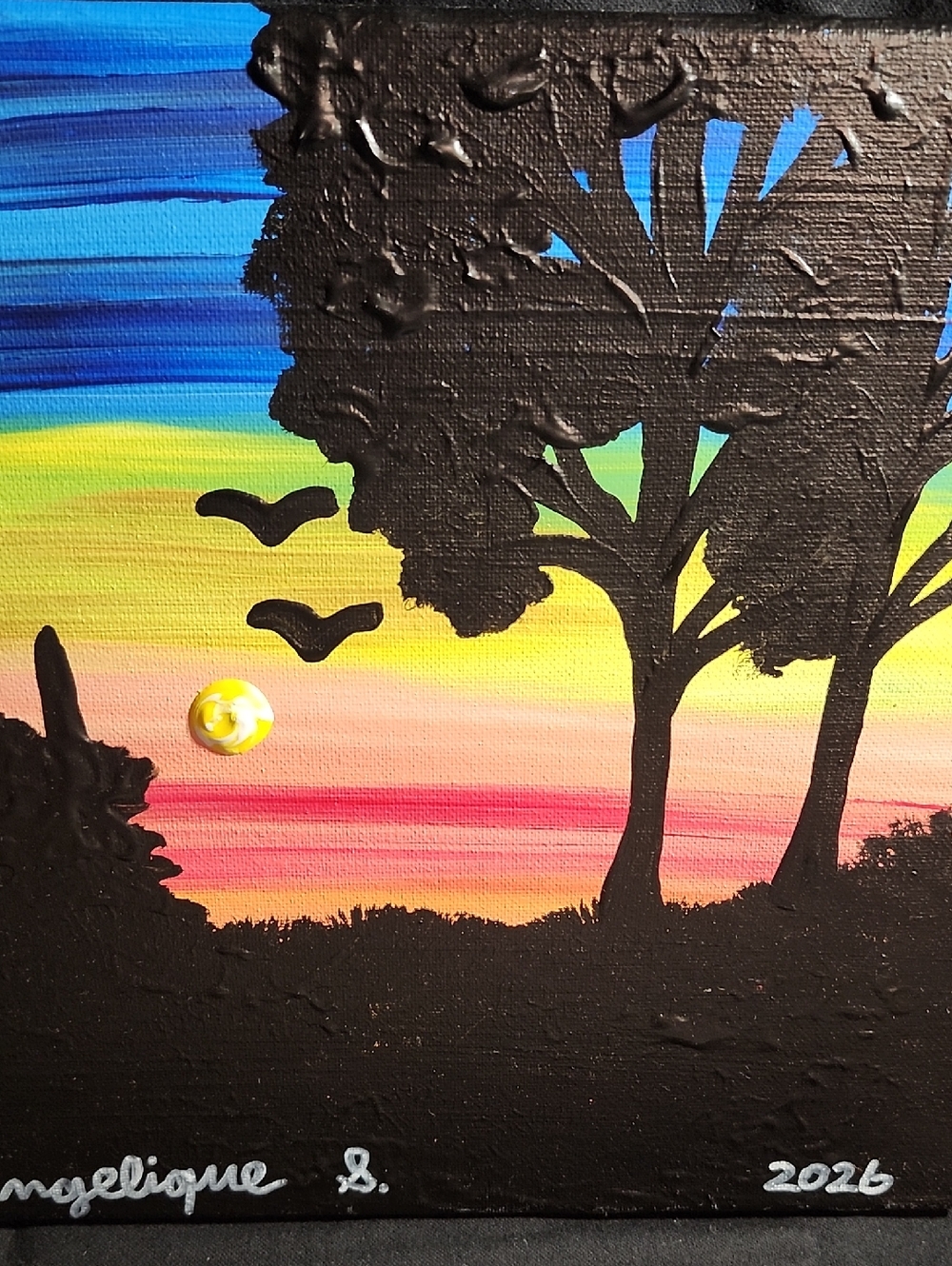 Sunset Silhouette Canvas Wall Art - Black & Multicolor